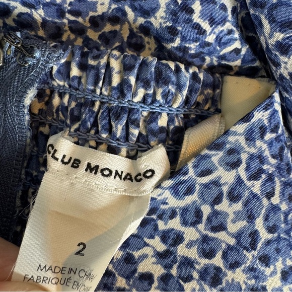 Club Monaco Silk Harper Strapless Mini Dress Blue Abstract Floral Print Size 2 - Picture 6 of 10